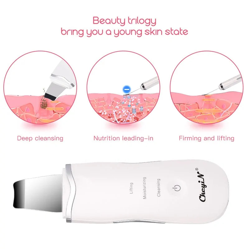 Ultrasonic Skin Scrubber  + Skin Rejuvenation Nano Face Mist Steamer